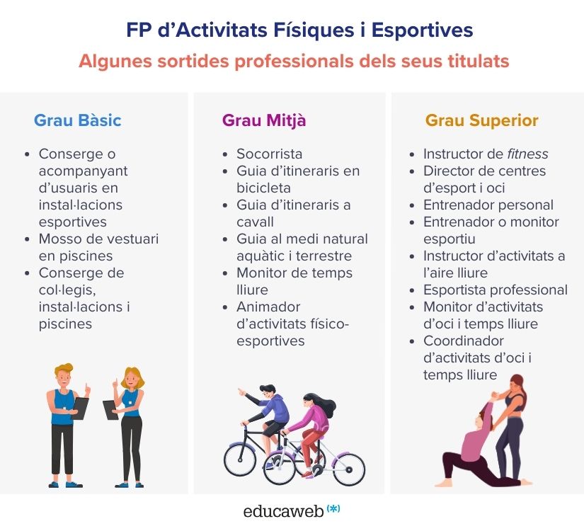 Infografía sobre algunas de las salidas profesionales de la FP de Actividades Físicas y Deportivas