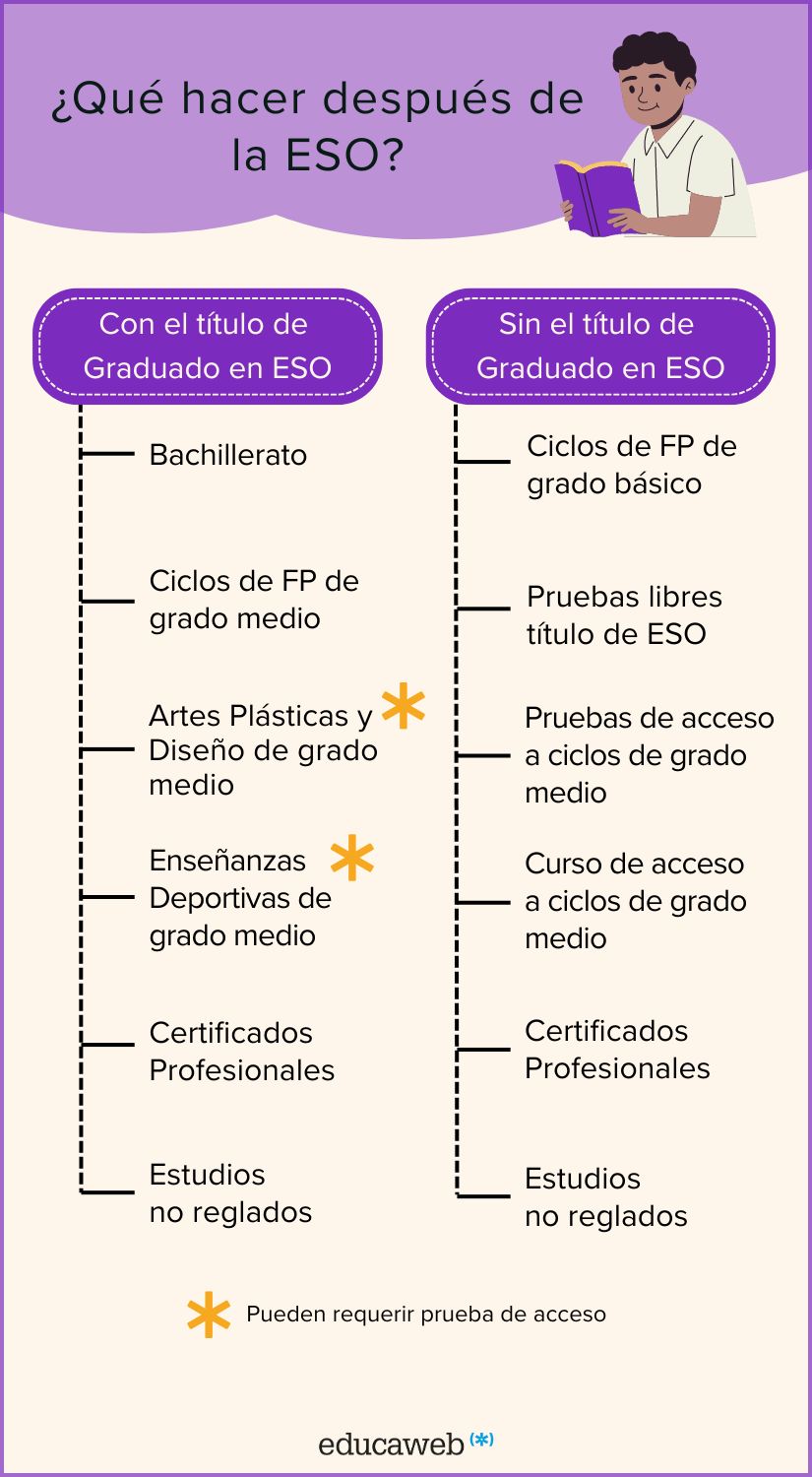 Infografia sobre que opciones academicas hay despues de la ESO