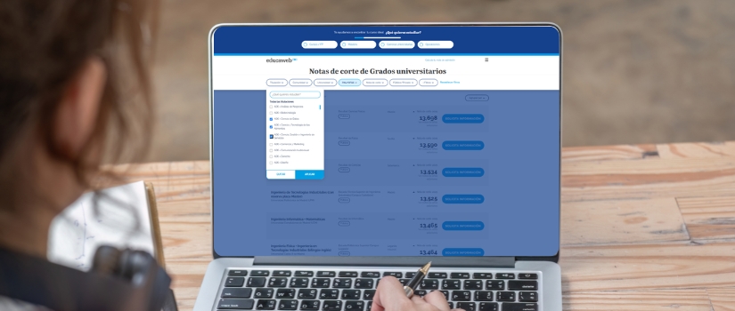 Buscador de notas de corte de grados universitarios de Educaweb - nueva versión beta