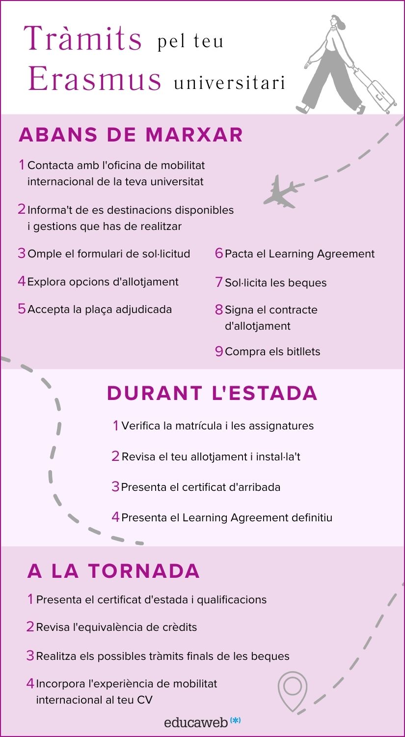 Font:freepik Infografia sobre els tràmits a fer per marxar d'Erasmus